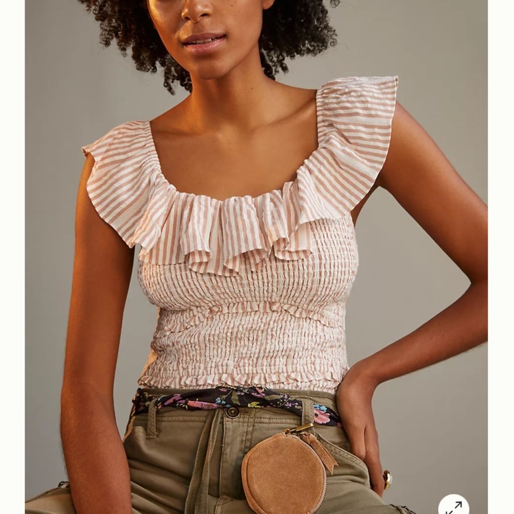 Ruffle smocked blouse Anthropologie